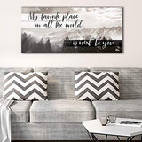 Sense of Art | Next To You Quote | Wooden Framed Canvas | Ready to Hang Wall Art Bedroom Decor For Couples (Brown Grey, 42x19)