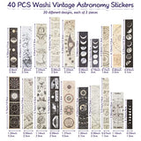 192 Pieces Celestial Stickers Vintage Stickers for Scrapbooking Planet Moon Space Stickers Astronomy Washi Stickers Journaling Supplies for Scrapbook Junk Journal DIY Crafts Album Phone Cases Laptops