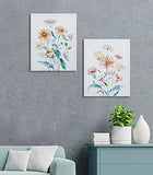Hand-made Flowers Wall Art for Living Room Bedroom Decoration, Modern Floral Blossom Oil Painting on Canvas for Home décor, Framed Ready to Hang 12x15inch in 2pcs Panel…