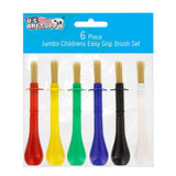 US Art Supply 6 Piece Jumbo Children's Tempera Artist Paint Brushes with Easy to Hold Stubby