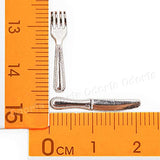 Odoria 1/12 Miniature Silverware Knife Fork Spoon 12Pcs Cutlery Set Dollhouse Decoration Accessories, Silver