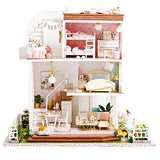 Dollhouse Miniature with Furniture,DIY 3D Wooden Doll House Kit Bungalow Villa Style Plus with Dust Cover and Music Movement,1:24 Scale Creative Room Idea Best Gift for Children Friend Lover A077