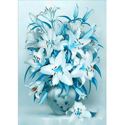 DIY 5D Diamond Painting Kits for Adults, Blue Flower Full Drill Crystal Rhinestone Embroidery Cross Stitch Arts Craft Canvas Wall Decor (11.8 X 15.7 Inch)