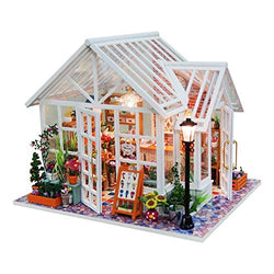 SHIYUE DIY Dollhouse Kit, Miniature Dollhouse Kit, Wooden Dollhouse Kit, Tiny House Assembly Kit, with Furniture and LED and Music Movement, for Birthday