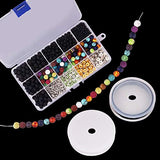 Dushi Lava Bead Bracelet Lava Bead Kit Set Bulk Black Lava Rock Stone for DIY Jewelry Making