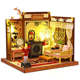 Roroom Dollhouse Miniature with Furniture,DIY 3D Wooden Doll House Kit New Chinese Style Plus with Dust Cover and LED,1:24 Scale Creative Room Idea Best Gift for Children Friend Lover HL08