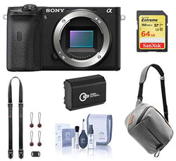 Sony Alpha a6600 Mirrorless Digital Camera Body (ILCE6600/B) Bundle with Peak Design Bag, Extra Battery, 64GB SD Card, Neck Strap, Cleaning Kit