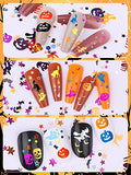 EBANKU 3 Boxes Halloween Nail Art Glitter Sequins, 3D Holographic Skull Spider Pumpkin Bat Ghost Witch Halloween Confetti Glitter for DIY Nail Art Halloween Party