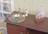 Kitchen set table chairs 2 cabinet sink hob dollhouse wooden furniture 1:6 play-scale for Barbie Blythe dolls 12 inch miniature accessories