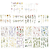 180 Pcs Floral Plant Sticker Sets,Vintage Plants Stickers,PET Transparent Decorative Stickers for Scrapbooking,Art,DIY Crafts