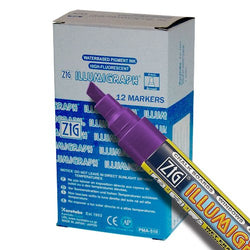 Zig Illumigraph High Fluorescent Wet Erasable 6mm Violet Paint Markers - Box of 12