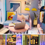 WYD Combination Villa Model Kit DIY Assembling Miniature Dollhouse Kit LED Lamp Furniture Kit Detachable Combined House Gift
