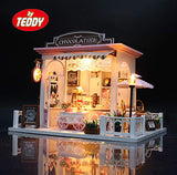 By Teddy Cocoa's Fantastic Ideas Miniature Chocolate Shop Model DIY Dollhouse Project Kit | Includes Lights and Furniture (Unassembled)