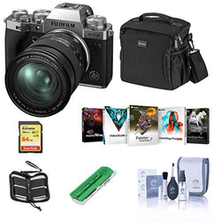 Fujifilm X-T4 Mirrorless Digital Camera with XF 16-80mm f/4 R OIS WR Lens, Silver - Bundle with Shoulder Bag, 64GB SDXC Card, Cleaning Kit, Card Reader, Memory Wallet, Pc Software Package