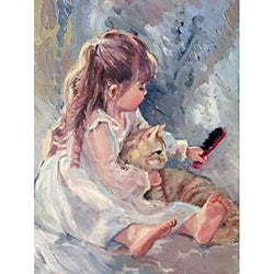 WinnerEco 5D Oil Painting Girl Diamond Painting Kits for Adults, Full Round Drill Rhinestone Pictures, Cross Stitch Arts Resin Diamond Picture Beads Pasted Craft Paint for Home Wall Decor, Gift 12x16i