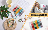 UNIAYSENG 600PCS 8mm Round Glass Beads for Jewelry Making，24 Color DIY Gemstone Crystal Beads Bracelet Making Kit Healing Chakra Beads，Loose Beads Crystal Spacers for Friendship Bracelet Kit