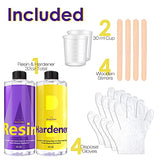 32 Ounce Clear Epoxy Resin Kit, 2 Part Epoxy Resin with Bonus Measuring Cups, Rubber Gloves and Wooden Sticks, for Art, Craft, Jewelry Making, River Tables.etc.