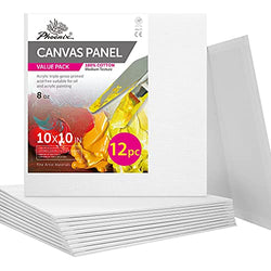 PHOENIX Artist Painting Canvas Panels - 10x10 Inch / 12 Pack - Triple Primed Cotton Canvas Boards for Christmas Painting Oil & Acrylic Paint