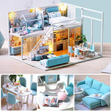 LLDWORK Dollhouse Miniature with Furniture, DIY Wooden Dollhouse Kit with Music Movement for Holiday Birthday