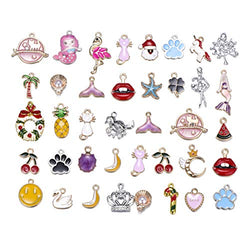 50pcs Mix Style Enamel Alloy Cute Animals Mermaid Tail Christmas Girls Charm Pendant DIY Jewelry