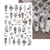 3D Laser Silver Butterfly Nail Stickers Spring Nail Art Stickers Punk Metallic Aurora Silver Black Butterfly Nail Decals Snake Butterfly Stickers for Nails DIY Women Nail Accessories Nail Decor, 6pcs