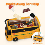 KOALA DIARY Bus Car Toy Kids Dollhouse Playset, School Miniatures Bus Toy Educational Bus Doll Houses Portable, Pretend Play Doll House School Set, Gifts for Age 3 4 5 6 Year Old