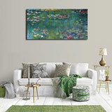 Claude Monet Water Lily oil painting on canvas, Hand-painted wall art, Abstract bedroom and living room decoration painting, Copy world famous paintings, Home decor artwork, frameless (70x140cm)