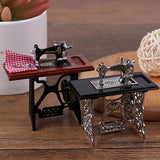 2PCS 1:12 Dollhouse Mini Furniture Sewing Machine with Scissors for Doll House Decor Retro Furniture Doll Home Life Scene Ornament Kid Pretend Toys