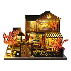 Fsolis DIY Dollhouse Miniature Kit with Furniture, 3D Wooden Miniature House, Miniature Dolls House kit (TC14)