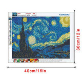 DIY 5D Diamond Painting Kits for Adults,Starry Night Full Drill Crystal Rhinestone Embroidery for Home Wall Decor(16X12in)