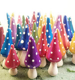 Miniature Gnome Style Mushrooms. Set of 10. Vibrantly Colored with Mica Powders. Fairy Garden Accessories.