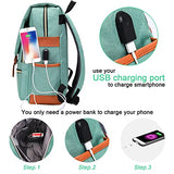 Modoker Vintage Women Laptop Backpack with USB Charging Port, School College Backpack for Women Men Fashion Backpack Fits 15.6Inch Notebook, Slim Casual Travel Daypack Bookbag Green