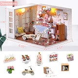 PWTAO DIY Miniature Dollhouse Furniture Kit, 3D Wooden Mini Doll House Accessories Plus Dust Proof, 1:24 Scale Creative Room(Birthday Party)