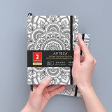 Arteza Journal Blank Page Notebooks, Set of 2, 6 x 8 Inches, 96 Sheets Each, Mandala Design, 2 Blank Art Journals with Smooth Paper, School Supplies for Planning, Writing, and Sketching