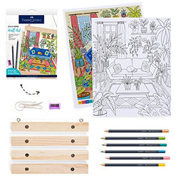 Faber-Castell Color by Number Wall Art: Plant Room - Adult Arts and Crafts, Colored Pencils for Adult Coloring, Color by Number for Adults