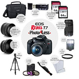 Canon EOS Rebel T7 DSLR Camera + EF-S 18-55mm f/3.5-5.6 is II + EF 75-300mm f/4-5.6 III Lens + Canon EOS Shoulder Bag + 2X 64GB Memory Card + 58mm Wide Angle & Telephoto Lens + Slave Flash + Tripod