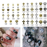 COOSLIM 150PCS Nail Charms for Acrylic Nails Y2K Cross Chrome Hearts Nail Charms Nail Supplies Nail Jewels for Nail Art Accessories 3D Star Mental Nail Gems for Women and Girls DIY Design