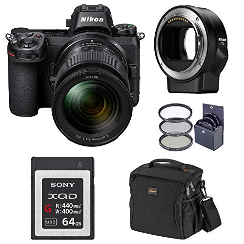 Nikon Z7 FX-Format Mirrorless Digital Camera with 24-70mm Lens, Starter Bundle with FTZ Mount Adapter, 64GB XQD Card, Bag, Filter Kit