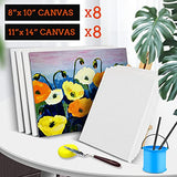 16 Pack Canvases for Painting with 11x14", 8x10", 8 of Each, Painting Canvas for Oil & Acrylic Paint