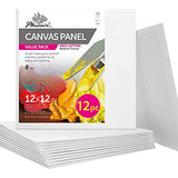 PHOENIX Painting Canvas Panels 12x12 Inch, 12 Value Pack - 8 Oz Triple Primed 100% Cotton Acid Free Canvases for Painting, White Artist Canvas Boards for Acrylic, Oil, Watercolor & Tempera Paints