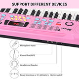 24HOCL 61 Keys Keyboard Piano Lighted Keys, Kids Piano Keyboard with UL Adapter, Stand, Built-In Speaker, Mic, Portable Electronic Keyboard for Boys, Girls, Beginners Birthday Holidays Best Gifts