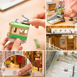 Rolife DIY Book Nook Kits Sakura Densya, 3D Wooden Puzzle Decorative Bookend Miniature Model Kits with Lights, Christmas Decoration/Crafts Hobbies/Gifts for Girls&Boys Teens&Adults (Sakura Densya)