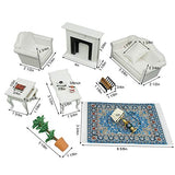 SAMCAMI Dollhouse Furniture - Deluxe Living Room Play Set 19pieces for 1 12 Scale Miniature Dollhouse (White)