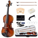 Violin 4/4 Full Size Set, MIRIO Acoustic Fiddle for Beginners Adults Solid Spruce Wood Violin Professional Violin Starter kit with Metronome Tuner and Accessories Included-Ebony Fitted for Students