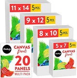 Chalkola Paint Canvases for Painting Multipack - 20 Pack Blank Canvas Panels - 5x7, 8x10, 9x12, 11x14 inch (5 Each) - 100% Cotton, Primed, Acid Free Art Canvas Boards for Painting with Acrylic & Oil