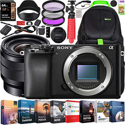 Sony a6100 Mirrorless Camera 4K APS-C Camera Body and E 10-18mm F4 OSS Wide Angle Zoom Lens ILCE-6100B + SEL1018 Bundle with Deco Gear Travel Backpack Case + Photo Video Software Kit + Accessories