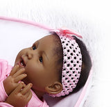 TERABITHIA 21 inch Real Life Black African American Smiling Reborn Baby Girl Dolls That Looks Real with Magnetic Mouth