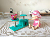Miniature Cat House Tree and Bed. Dollhouse Furniture 1:12 scale BJD Doll Pet