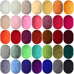 35pcs Yarn for Crocheting,Soft and Fluffy Crochet Yarn for Knitting and Crafts，875g Beginners Knitting Set Yarn,5 ply Warm Yarn for DIY Cushions, Dolls, Bags, Bouquets