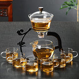 RORA Glass Teapot Set Glass Automatic Lazy Tea Set Magnetic Rotating Kungfu Heat-Resistant Teapot Set